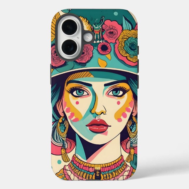 Funda iPhone 16 chicas con gorras (Reverso )