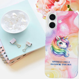 Funda iPhone 16 Chicas cortan mensaje personalizado de Rainbow Uni