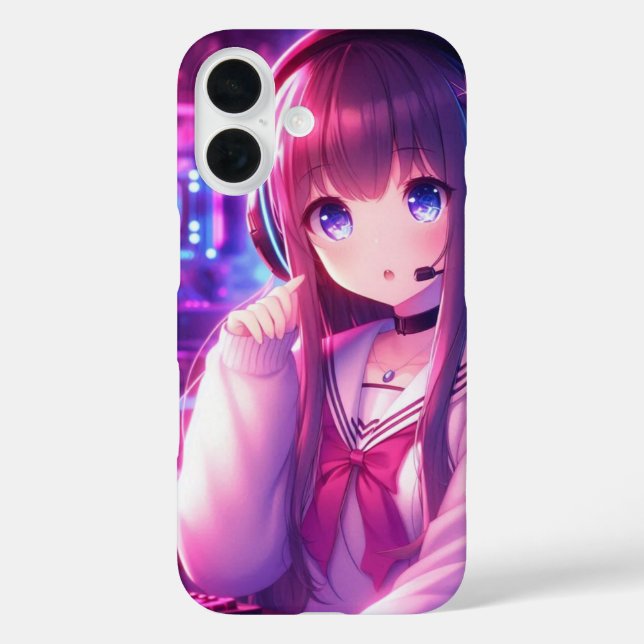 Funda iPhone 16 chicas de anime (Reverso )
