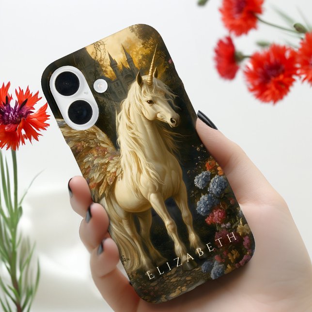 Funda iPhone 16 Chicas Golden Pegasus Floral Fantasy Horse Mad (Subido por el creador)