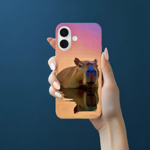 Funda iPhone 16 Chigüiro emerge de un cuerpo tranquilo de agua