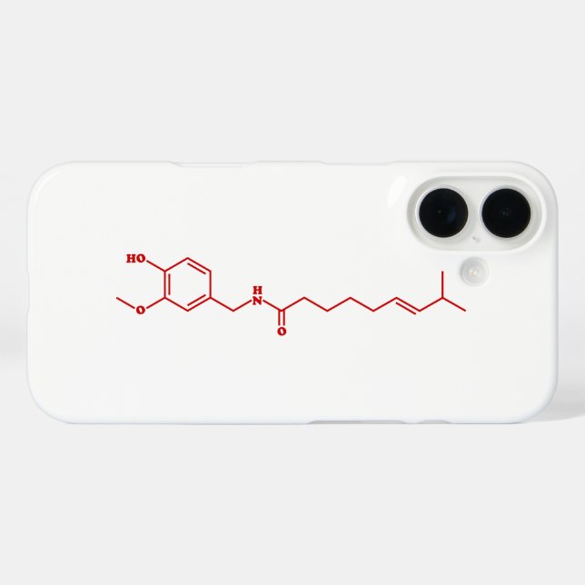 Funda iPhone 16 Chili Capsaicin Fórmula Química Molecular (Reverso (Horizontal))