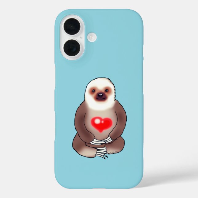 Funda iPhone 16 Chill Sloth con el corazón brillante (Reverso )