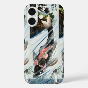 Funda iPhone 16 Chinoiserie Carpa Koi Cascada Arte Japonés