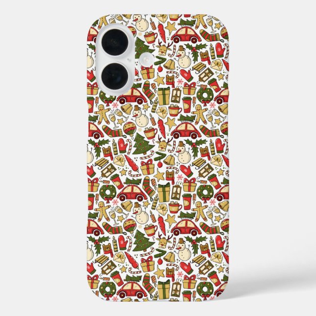 Funda iPhone 16 Christmas Doodle iPhone / iPad case (Reverso )