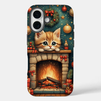 Funda iPhone 16 Christmas Kitten 