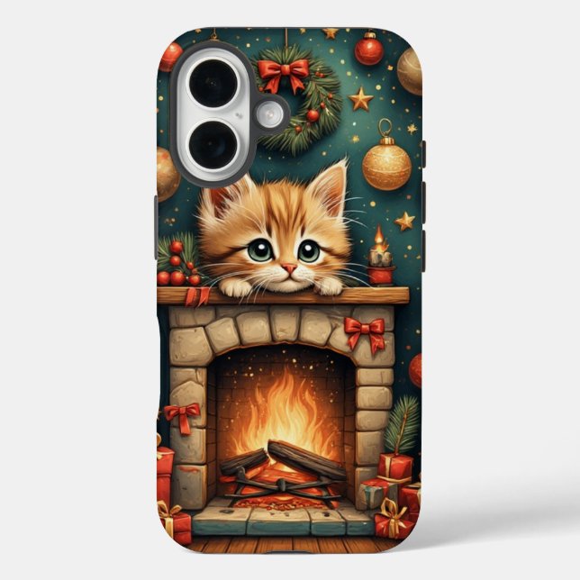 Funda iPhone 16 Christmas Kitten  (Reverso )
