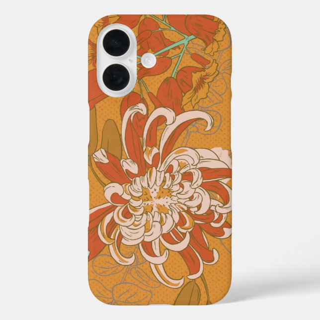 Funda iPhone 16 Chrysanthemum Vintage Botánico (Reverso )