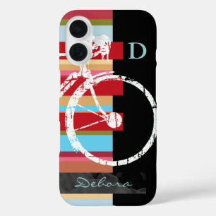 Funda iPhone 16 ciclo/ciclismo y rayas personalizadas