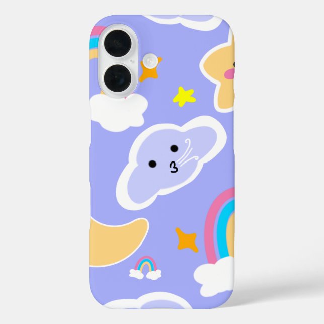 Funda iPhone 16 Cielo Azul Dulce Patrón Arcoíris (Reverso )