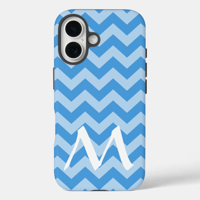 Funda iPhone 16 Cielo azul marroquí motiva a los venenos con monog (Reverso )