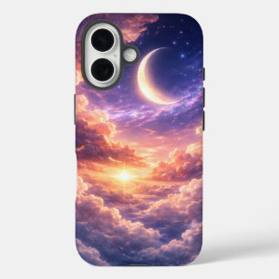 Funda iPhone 16 Cielo Celestial Soñador con Luna y Nubes