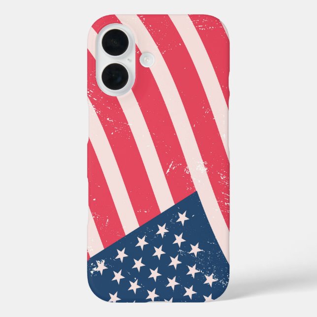 Funda iPhone 16 Cierre de la Bandera Patriótica Negrita (Reverso )