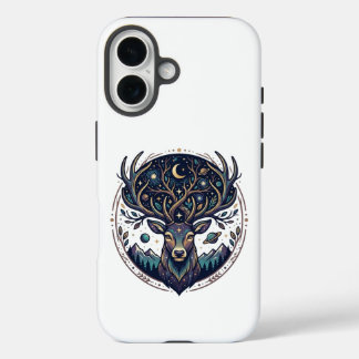 Funda iPhone 16 Ciervo Celestial Arte Místico de Luna y Estrellas