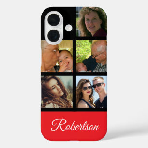 Funda iPhone 16 Cinco fotos personales personalizadas con el nombr