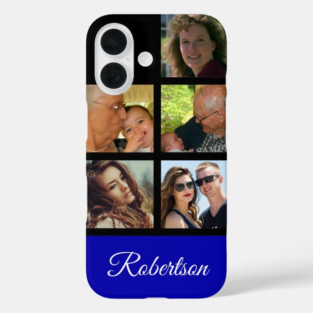 Funda iPhone 16 Cinco fotos personales personalizadas con el nombr (Reverso )