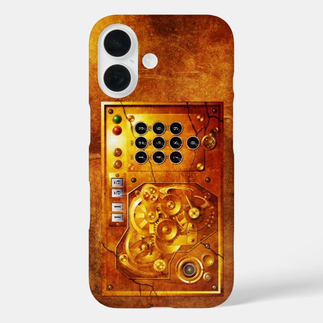 Funda iPhone 16 Cinco para las 12 reloj Steampunk Grunge (Reverso )
