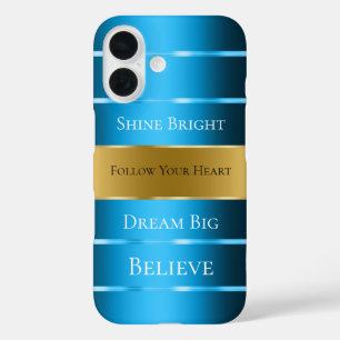 Funda iPhone 16 Cinta azul Glam Gold