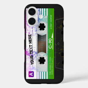 Funda iPhone 16 Cinta divertida de audio retro compacto