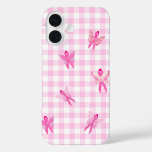 Funda iPhone 16 Cinta Rosa De Mariposa Para Sobreviviente De Cánce