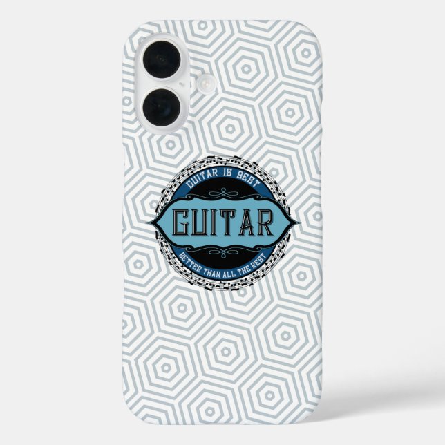 Funda iPhone 16 Círculo de notas de música de guitarra (Reverso )