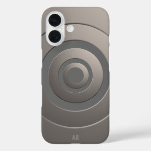 Funda iPhone 16 Círculos geométricos plata moderna con cualquier i