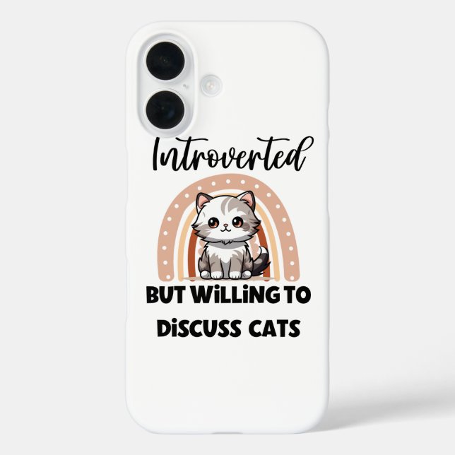 Funda iPhone 16 Cita divertida de amante de gatos introvertidos (Reverso )