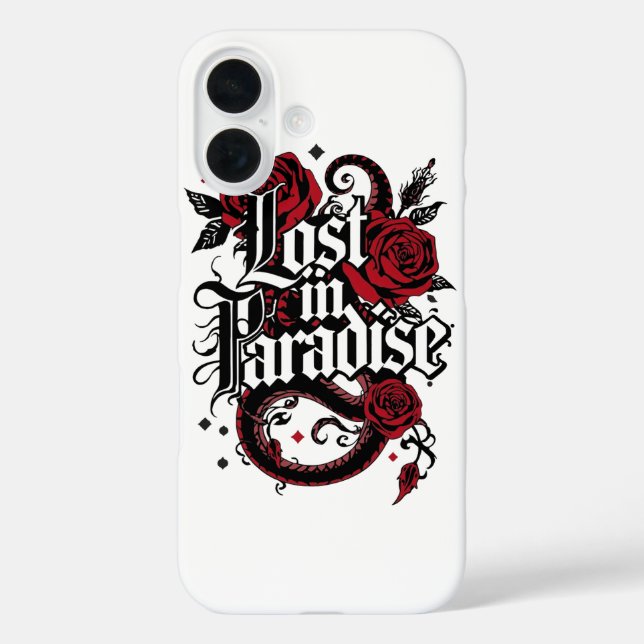 Funda iPhone 16 Cita estilo tatuaje romántico oscuro (Reverso )