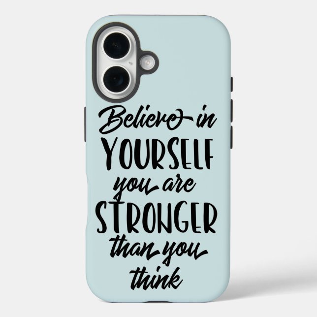 Funda iPhone 16 Cita inspiradora cree en ti mismo (Reverso )
