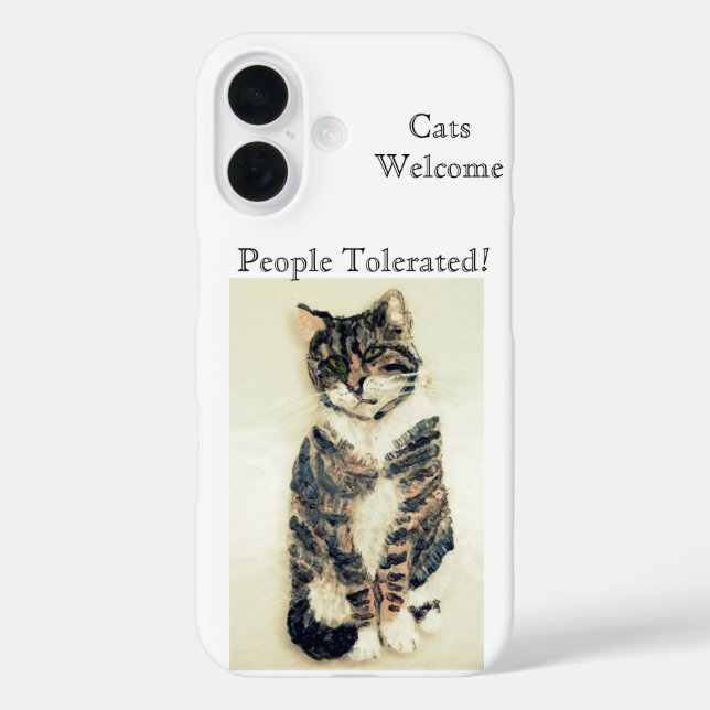 Funda iPhone 16 Cita Mascota divertida Tabby Cat (Reverso )