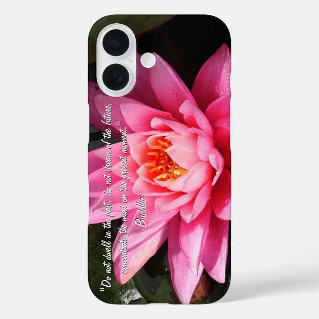 Funda iPhone 16 Citas de Buda, flores de Lotus, Buda (Reverso )