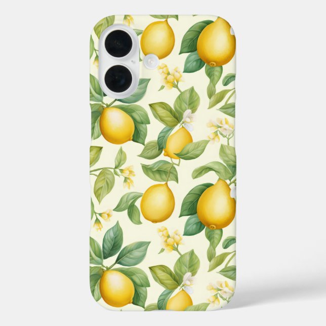Funda iPhone 16 Citrus de flores de limón mediterráneo (Reverso )