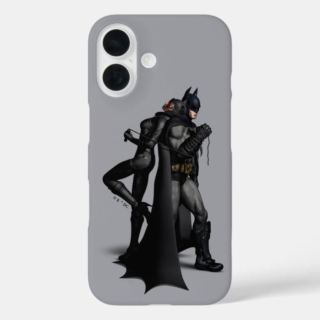 Funda iPhone 16 Ciudad Batman Arkham | Batman y Catwoman (Reverso )