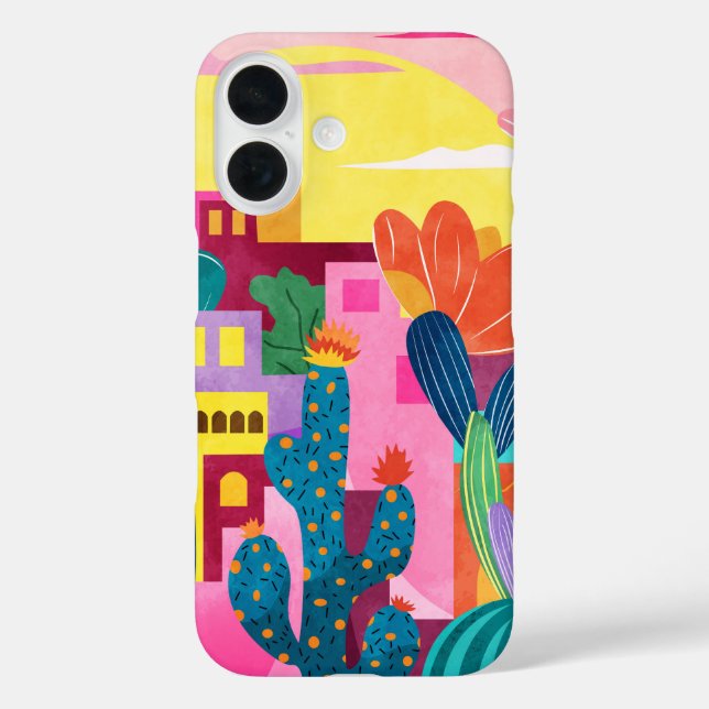 Funda iPhone 16 Ciudad de Cactus (Reverso )