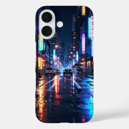 Funda iPhone 16 Ciudad Neon Rainy