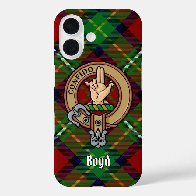 Funda iPhone 16 Clan Boyd Escudo sobre Tartán (Reverso )