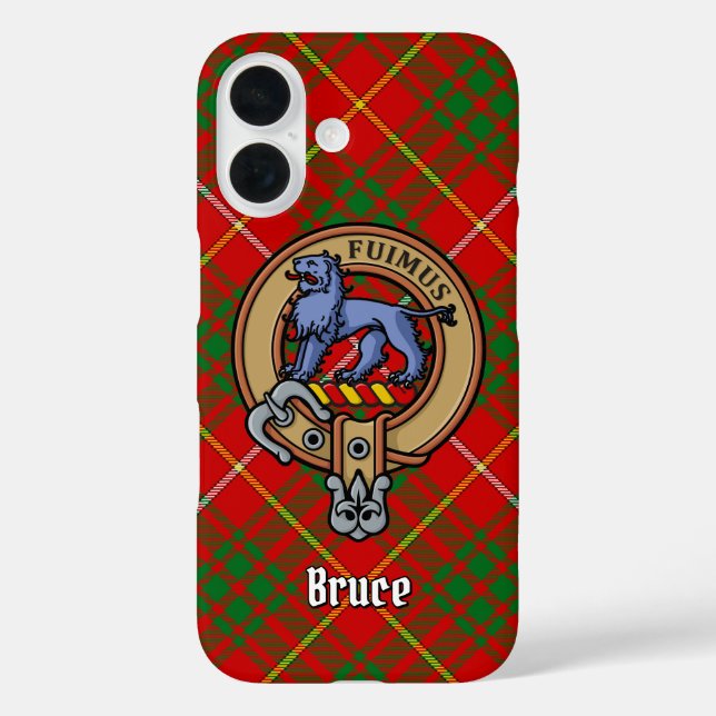 Funda iPhone 16 Clan Bruce Escudo sobre Tartán (Reverso )