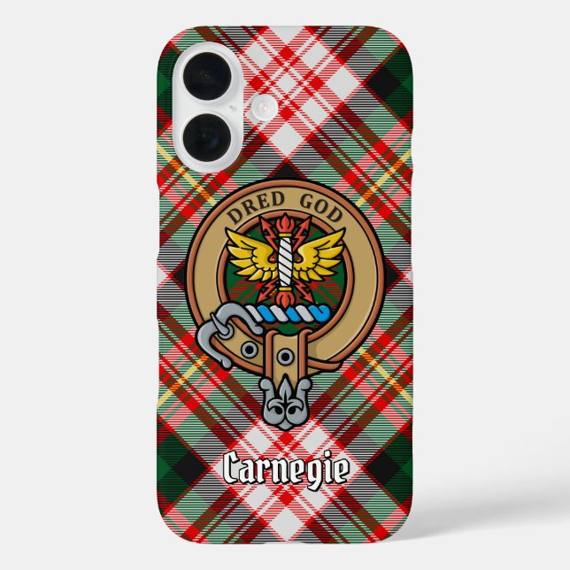 Funda iPhone 16 Clan Carnegie Escudo por Vestir Tartán (Reverso )