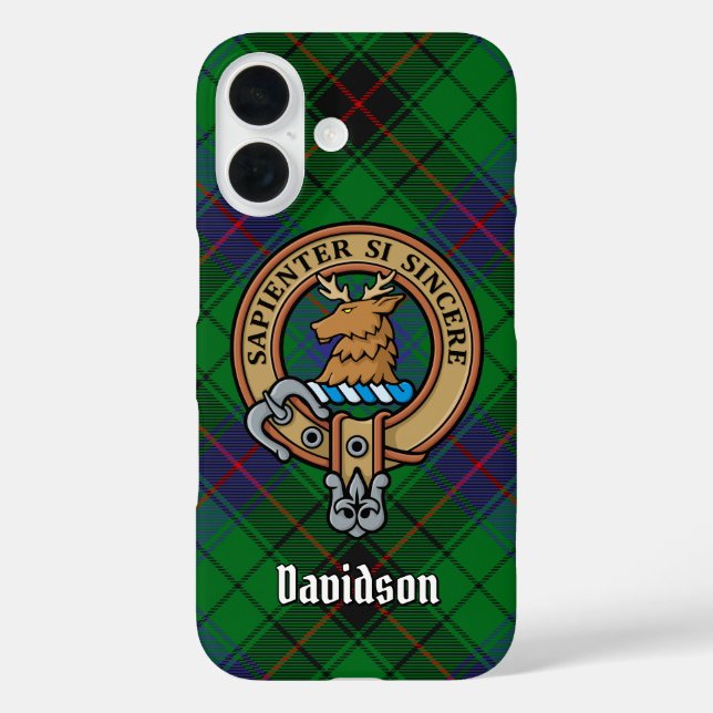 Funda iPhone 16 Clan Davidson Escudo sobre Tartán (Reverso )