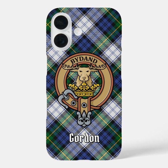 Funda iPhone 16 Clan Gordon Escudo por Vestir Tartán (Reverso )