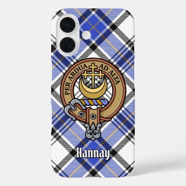 Funda iPhone 16 Clan Hannay Escudo sobre Tartán (Reverso )