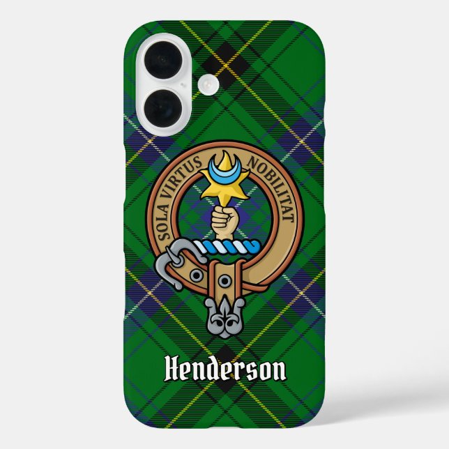 Funda iPhone 16 Clan Henderson Escudo sobre Tartán (Reverso )