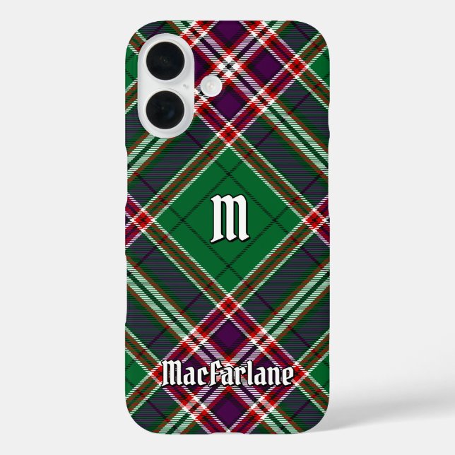 Funda iPhone 16 Clan MacFarlane Caza moderna Tartán (Reverso )