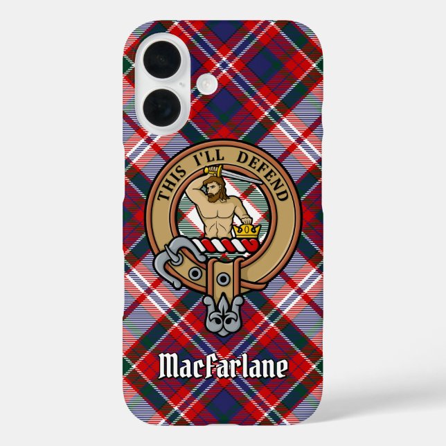 Funda iPhone 16 Clan MacFarlane Escudo por Vestir Tartán (Reverso )