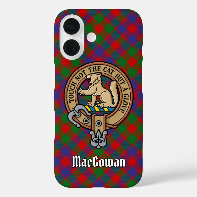 Funda iPhone 16 Clan MacGowan Escudo sobre Tartán (Reverso )