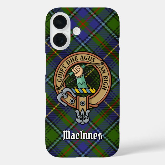 Funda iPhone 16 Clan MacInnes Escudo sobre Tartán (Reverso )