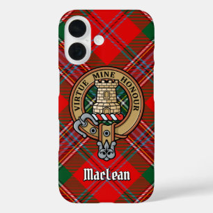 Funda iPhone 16 Clan MacLean Escudo sobre Tartán