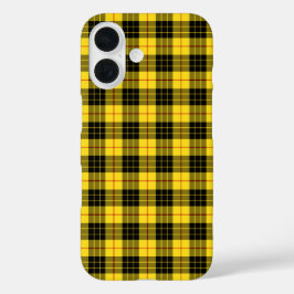 Funda iPhone 16 Clan MacLeod Tartan amarillo y negro