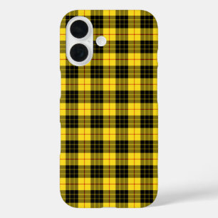 Funda iPhone 16 Clan MacLeod Tartan amarillo y negro