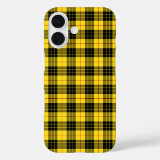 Funda iPhone 16 Clan MacLeod Tartan amarillo y negro